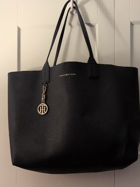 Tommy Hilfiger Blue Tote with Gold Logo Charm